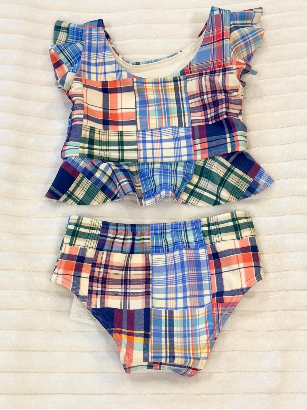 abercrombie kids Multi-Color Plaid Ruffle Two-Piece Swimsuit 6 months